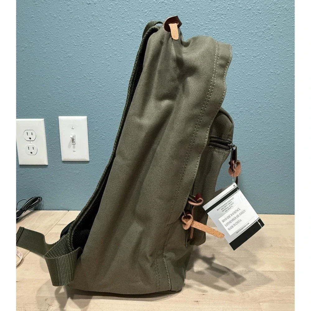 Dallas Safari Club Life Member Large Olive Green Canvas Backpack Leather Accents